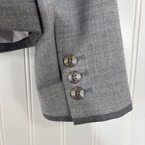 White House Black Market Womens Gray Colorblock Wool Blend Blazer Size 10 Office - Picture 6 of 16